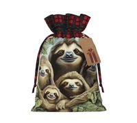 Dwrepo Sacchetti regalo con stampa famiglia bradipo sacchetti regalo di Natale sacchetti regalo per feste di Natale, Nero , M