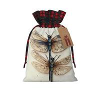 Dwrepo Sacchetti regalo con stampa moderna libellula con coulisse, sacchetti regalo di Natale, sacchetti per regali di Natale per feste di Natale, misura media, nero, 1 pezzo (confezione da 1), Nero ,
