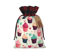Dwrepo Sacchetti regalo di Natale con coulisse con stampa a forma di cuori, per dolcetti, dolcetti, feste, feste, Nero , S
