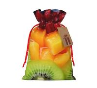Dwrepo Sacchetti regalo di Natale con frutta arcobaleno sacchetti regalo in iuta riutilizzabili con coulisse sacchetti regalo con etichette per feste di Natale bomboniere borse