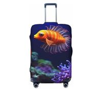 Dwrepo Sea Life - Copertura elastica lavabile per valigia, antigraffio, in spandex, per bagagli da 45,7 a 81,3 cm, Nero, Medium