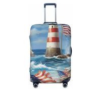 Dwrepo Sea to Shining Sea - Copertura per bagagli patriottica elastica, lavabile, antigraffio, in spandex, per bagagli da 45,7 a 81,3 cm, Nero, Small