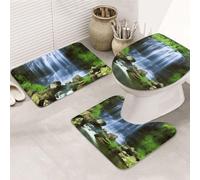 Dwrepo Set di 3 tappetini da bagno antiscivolo con cascata che scorre giù per il bagno tappetini da bagno in microfibra tappetini da bagno assorbenti tappetino da bagno tappetino da bagno tappetino