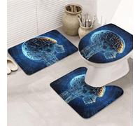 Dwrepo Set di 3 tappetini da bagno con intelligenza artificiale cervello tappetini da bagno antiscivolo per tappetino da bagno in microfibra tappetino da bagno assorbente tappetino da bagno tappetino