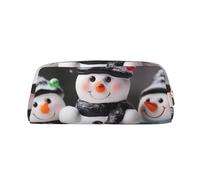 Dwrepo Simpatico astuccio per matite con pupazzo di neve astuccio in pelle portatile da viaggio borsa per trucco borsa da toilette di grande capacità per le donne, Oro, One Size, Stampa