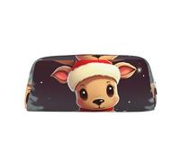 Dwrepo Simpatico astuccio per matite con renna di Natale, astuccio portatile in pelle da viaggio, borsa per trucchi di grande capacità, borsa da toilette per donne, Argento, One Size, Stampa