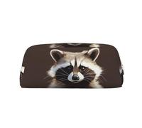 Dwrepo Simpatico astuccio per matite in pelle con procione astuccio portatile da viaggio borsa per trucco borsa da toilette di grande capacità per le donne, Oro, One Size, Stampa