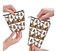 Dwrepo Simpatico astuccio telescopico con stampa di scoiattoli in piedi astuccio grande capacità astuccio telescopico per donne uomini, nero, taglia unica, Nero , Taglia unica