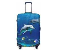 Dwrepo Underwater world - Copertura elastica per valigia, lavabile, antigraffio, in spandex, per bagagli da 45,7 a 81,3 cm, Nero, Medium