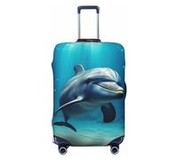 Dwrepo Underwater World - Copertura per bagagli con delfino, elastica, lavabile, antigraffio, in spandex, per bagagli da 45,7 a 81,3 cm, Nero, Medium