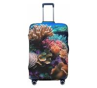 Dwrepo Underwater world - Copertura per bagagli elastica, lavabile, antigraffio, in spandex, per bagagli da 45,7 a 81,3 cm, Nero, Medium