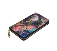 Dwrepo Underwater world - Portafoglio da donna in pelle con cerniera, portamonete con stampa corallo, grande capacità, regalo per donne e uomini, nero, taglia unica, colore: nero, taglia unica, Nero ,