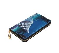 Dwrepo Underwater world shell Print Portafoglio da donna in pelle con cerniera portamonete grande capacità porta carte per donne uomini regalo, nero, taglia unica, nero, taglia unica, Nero , Taglia