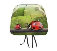 DWTJKMS 2 copri poggiatesta per auto, con coccinella divertente, regolabili, riutilizzabili, accessori per interni dell'auto, graziosi e vintage, per poggiatesta auto, per la maggior parte delle auto