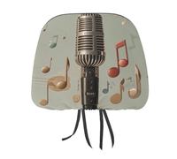 DWTJKMS 2 copri poggiatesta per auto, con microfono e note musicali, regolabili, riutilizzabili, accessori per sedili interni auto, carini vintage, protezione per poggiatesta, per la maggior parte