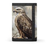 DWTJKMS Acquerello di Hawk Seduto Portafoglio Minimalista Uomo Sottile Trifold Portafogli Moderna Moda Portafogli Antifurto Porta Carte E Contanti