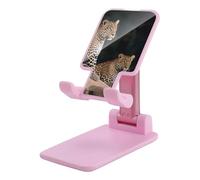 DWTJKMS African Leopard on Rock - Supporto per telefono cellulare, pieghevole, regolabile in altezza, portatile, adatto a tutti gli smartphone, colore: rosa