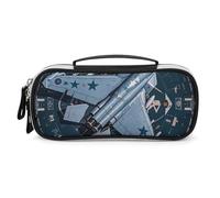 DWTJKMS Air Force Fighter Jet Leather Makeup Bag Portatile Piccolo Organizzatore Cosmetico Impermeabile Borse Da Toilette Pennelli Matite E Viaggio Trucco Accessori