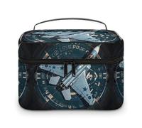 DWTJKMS Air Force Fighter Jet Makeup Bag, Organizer per cosmetici Grande Capacità Portatile Trucco Borse Da Viaggio Da Donna Borse Da Toilette con Manico E Divisore