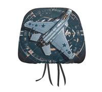 DWTJKMS Air Force Fighter - Set di 2 copri poggiatesta per auto, regolabili, riutilizzabili, accessori per interni auto, stile vintage, adatti per la maggior parte delle auto