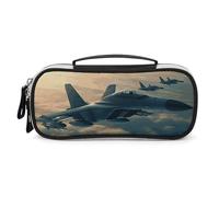 DWTJKMS Aircraft Fighter Jets Borsa per il trucco in pelle Portatile Piccolo Organizzatore Cosmetico Impermeabile Borse da toeletta Pennelli Matite E Viaggio Trucco Accessori