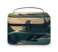 DWTJKMS Aircraft Fighter Jets Borsa per il trucco, organizer per cosmetici, grande capacità portatile, borse da viaggio da donna, con manico e divisore