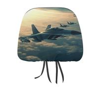 DWTJKMS Aircraft Fighter Jets Coprisedili per auto, 2 pezzi, regolabili, riutilizzabili, accessori per sedili interni auto, carini vintage, protezione per poggiatesta, per la maggior parte delle auto