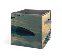 DWTJKMS Aircraft Fighter Jets Cubo Organizzatore Contenitori Pieghevole in Tessuto Spesso Coperte di Stoccaggio Borse di Stoccaggio Vestiti Scatola di Immagazzinaggio Adatto per Casa Ufficio Guardarob