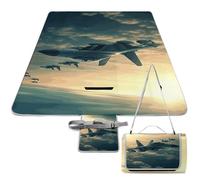 DWTJKMS Aircraft Fighter Jets, tappetino da picnic pieghevole impermeabile con borsa tote grande tappetino da picnic all'aperto 147,3 x 147,3 cm coperta da campeggio per spiaggia, parco, viaggi