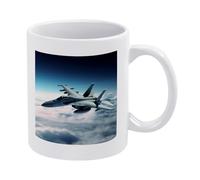 DWTJKMS Aircraft Fighter Jets Tazza da caffè in ceramica bianca con manico in porcellana novità tazza stampa modello tazza da tè carino tazza da latte divertente tazze da caffè per uomini donne