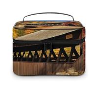 DWTJKMS Albany - Trousse per trucchi con ponte coperto, organizer per cosmetici, grande capacità, portatile, da donna, da viaggio, con manico e divisore