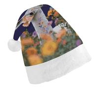 DWTJKMS Alpaca circondato da fiori cappello di Babbo Natale classico cappello di Natale spesso cappello di Natale divertente cappello per le vacanze per adulti unisex
