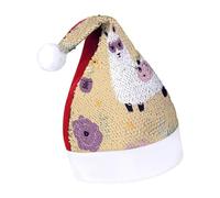 DWTJKMS Alpaca e ape Santa Hat classico pelliccia cappello di Natale spesso cappello di Natale con paillettes divertente vacanza inverno Cap