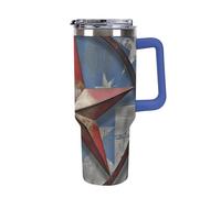 DWTJKMS American Wastern Texas Star - Bicchiere in acciaio inox da 1,18 l, a prova di perdite, grande capacità, con manico, cannuccia a doppia parete, isolamento sottovuoto, riutilizzabile, mantiene