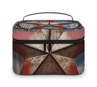 DWTJKMS American Wastern Texas Star - Borsa per il trucco, organizer per cosmetici, grande capacità, portatile, da donna, con manico e divisore