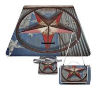 DWTJKMS American Wastern Texas Star - Tappetino da picnic pieghevole e impermeabile, con borsa da picnic, 147,3 x 147,3 cm, coperta da campeggio per spiaggia, parco, viaggi