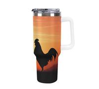 DWTJKMS Animal Chickens - Bicchiere in acciaio inox da 1,18 l, a prova di perdite, grande capacità, con manico, cannuccia a doppia parete, isolamento sottovuoto, riutilizzabile, mantiene freddo o