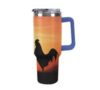 DWTJKMS Animal Chickens - Bicchiere in acciaio inox da 1,18 l, a prova di perdite, grande capacità, con manico, cannuccia a doppia parete, isolamento sottovuoto, riutilizzabile, mantiene freddo o