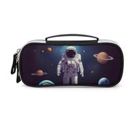 DWTJKMS Astronauta Sistema Solare Pianeti Sacchetto di Trucco In Pelle Portatile Piccolo Organizzatore Cosmetico Impermeabile Borse Da Toilette Pennelli Matite E Viaggio Trucco Accessori