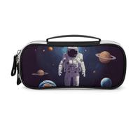 DWTJKMS Astronauta Sistema Solare Pianeti Sacchetto di Trucco In Pelle Portatile Piccolo Organizzatore Cosmetico Impermeabile Borse Da Toilette Pennelli Matite E Viaggio Trucco Accessori