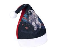 DWTJKMS Astronauta Space Flight Santa Hat Classic Fur Cappello di Natale Addensare Natale Party Hat con Paillettes Divertente Vacanza Inverno Cap