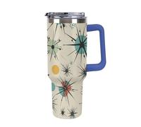 DWTJKMS Atomic Stars - Bicchiere in acciaio inox con motivo retrò, 1,18 l, a prova di perdite, grande capacità, con manico, cannuccia, a doppia parete, riutilizzabile, mantiene freddo o caldo in stile