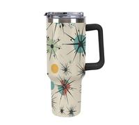 DWTJKMS Atomic Stars - Bicchiere in acciaio inox con motivo retrò, 1,18 l, a prova di perdite, grande capacità, con manico, cannuccia a doppia parete, riutilizzabile, mantiene freddo o caldo, stile