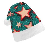 DWTJKMS Atomic Stars - Cappello da Babbo Natale con stampa retrò con stelle, cappello classico per feste di Natale, cappello divertente per feste, unisex, per adulti