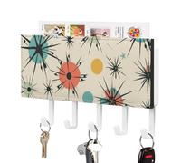 DWTJKMS Atomic Stars - Portachiavi da parete, stile fattoria, con 5 ganci, decorazione da parete per ingresso o atrio, 18 cm di larghezza x 4,3 cm di altezza