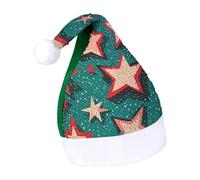 DWTJKMS Atomic Stars Retro Pattern Print Santa Hat Classic Fur Cappello di Natale Addensare Natale Party Hat con Paillettes Divertente Vacanze Inverno Cap