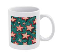 DWTJKMS Atomic Stars - Tazza da caffè in ceramica bianca con manico, motivo retrò, tazza da tè con stampa, simpatica tazza da latte, tazza da caffè divertente, per uomini e donne, lavabile in
