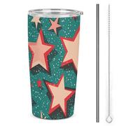 DWTJKMS Atomic Stars - Tazze per auto con stampa retrò con cannuccia, in acciaio inox, a prova di perdite, con coperchio, grande capacità, regalo per donne e uomini