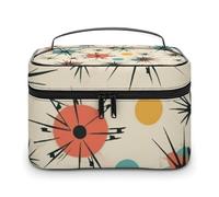 DWTJKMS Atomic Stars - Trousse per trucchi con motivo retrò, organizer per cosmetici, grande capacità, portatile, da donna, da viaggio, con manico e divisore
