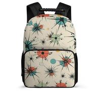 DWTJKMS Atomic Stars Zaino con motivo retrò leggero Borsa per libri casual Borsa da lavoro Business Design classico resistente per l'uso quotidiano